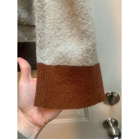 Honor The Gift Cardigan Sweater Crest Logo Knit‎ Brown Trim Oversized - Picture 12 of 16